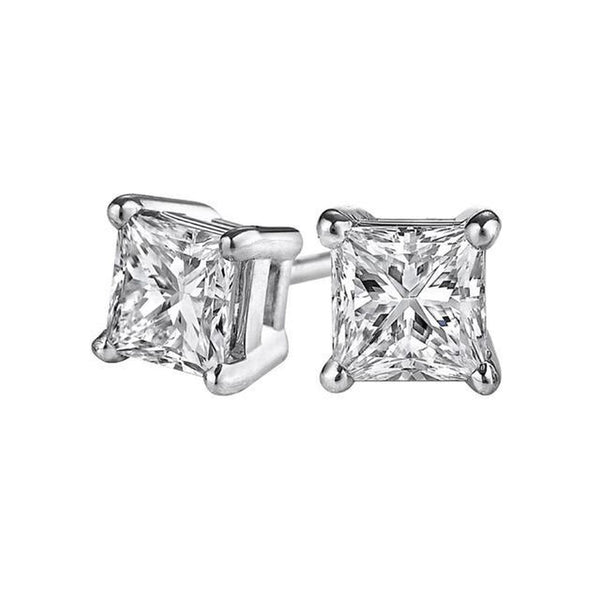 Premiere 1/10 CTW Diamond Solitaire Stud Earrings in 14KT White Gold