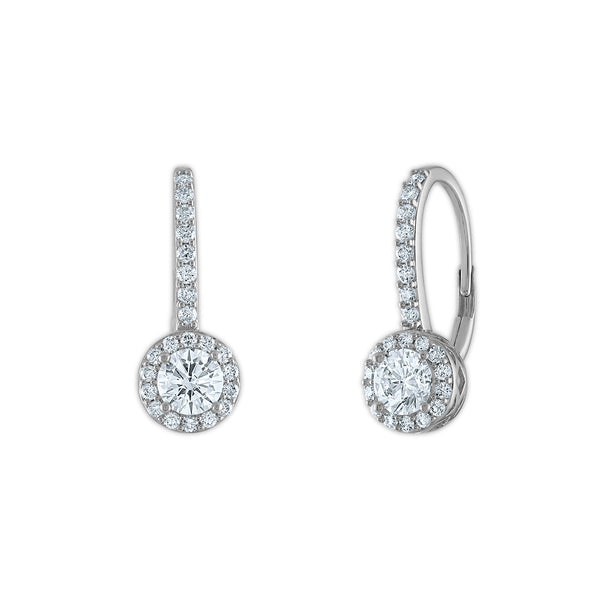 EcoLove 1 1/4 CTW Lab Grown Diamond Halo Drop & Dangle Earrings in 14KT White Gold