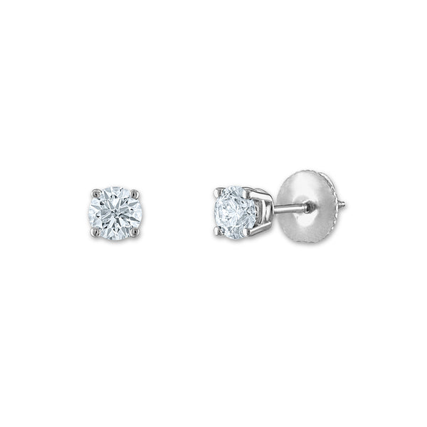 Signature Certificate EcoLove 1/2 CTW Round Lab Grown Diamond Solitaire Stud Earrings in 14KT White Gold