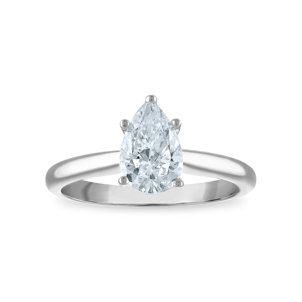 Signature Certificate EcoLove 1 CTW Pear Diamond Solitaire Engagement Ring in 14KT White Gold