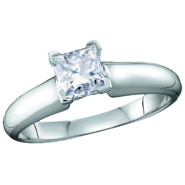 Signature Certificate 1/2 CTW Princess Cut Diamond Solitaire Engagement Ring in 14KT White Gold