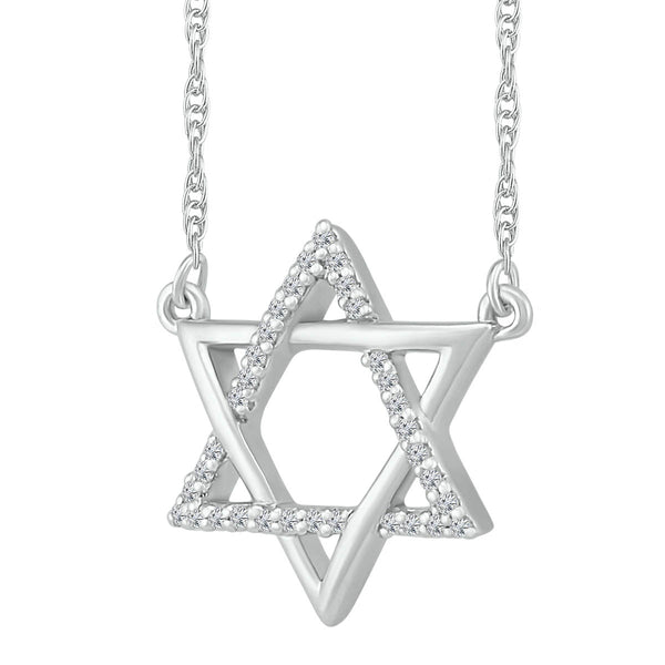 1/15 CTW Diamond Star Of David 18" Pendant in Sterling Silver