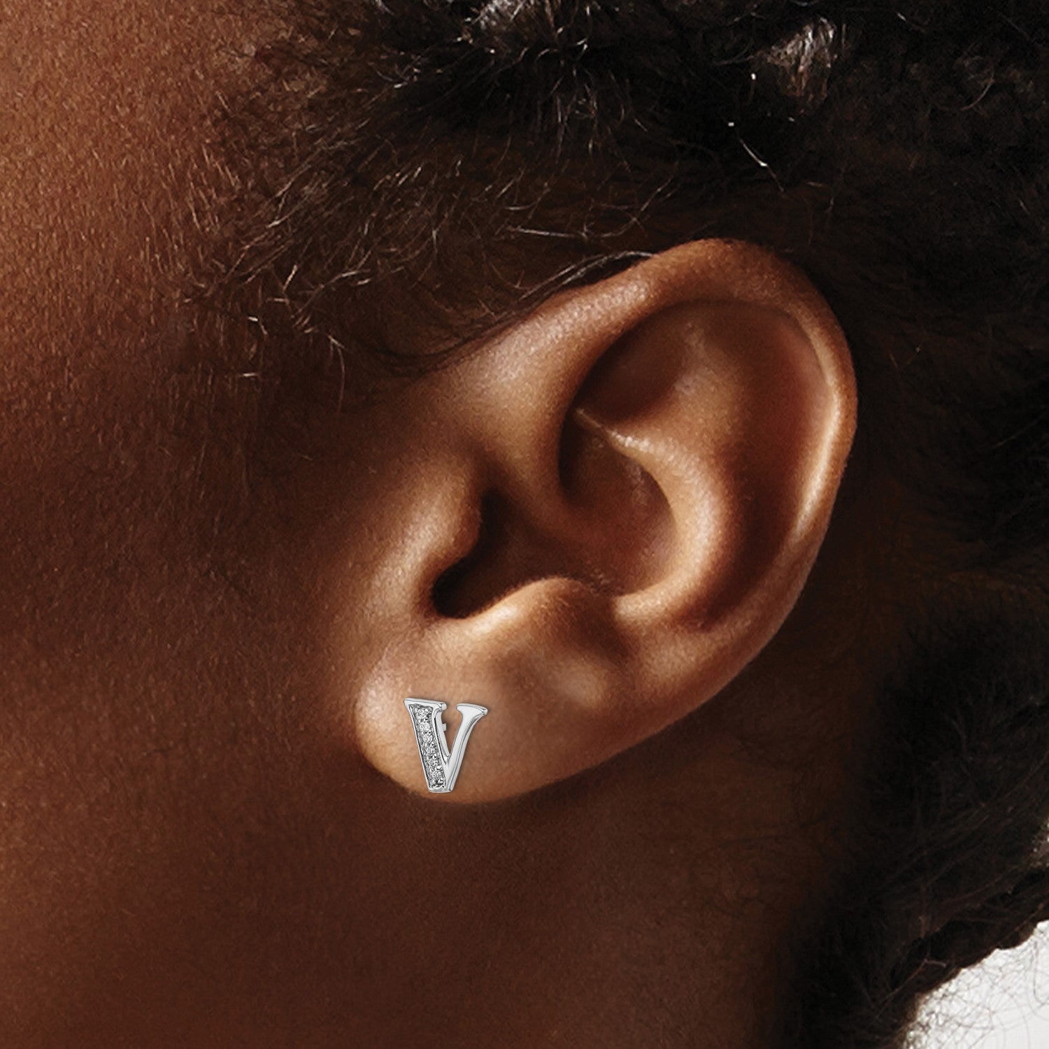 Initial earrings clearance white gold