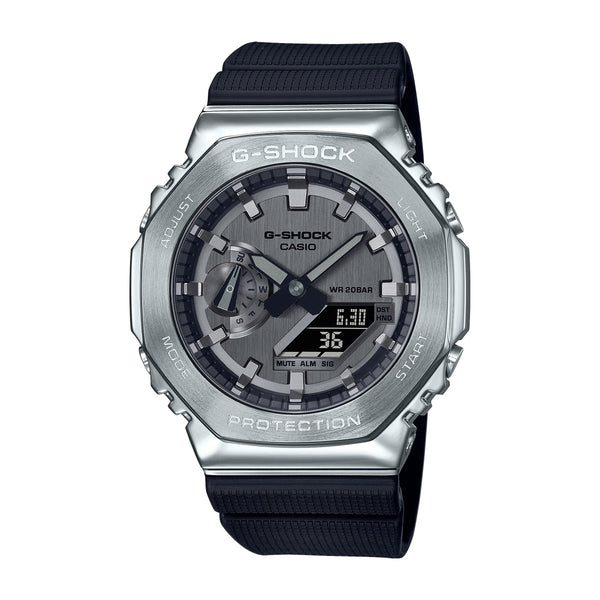 G-Shock with 44X44 MM Grey Round Dial Resin Band Strap; GM2100-1A