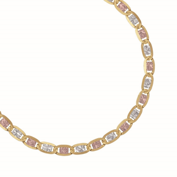 14KT Gold Tri-Color 7" 2.75MM Valentino Bracelet