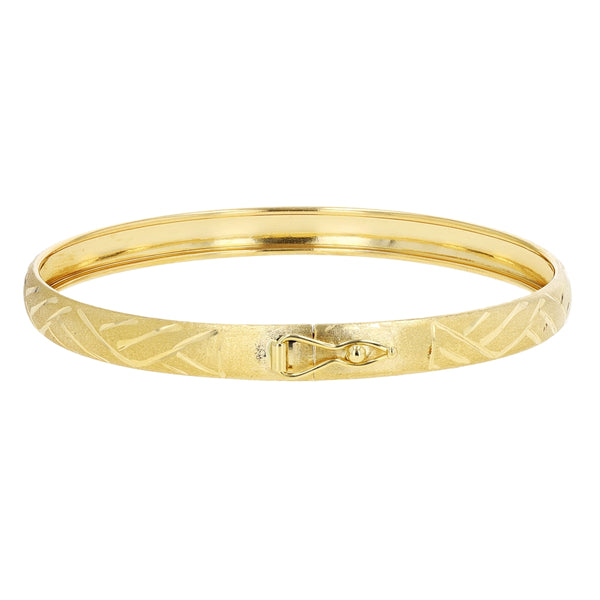 10KT Yellow Gold 7" 6MM Diamond-cut Bangle Bracelet