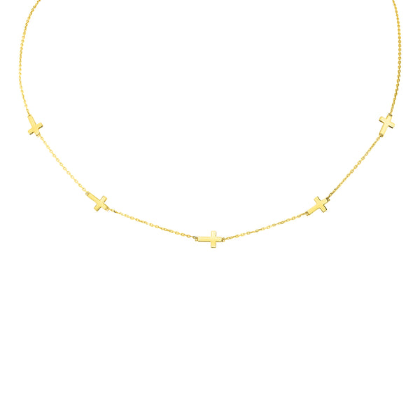 14KT Yellow Gold 17" Cross Necklace