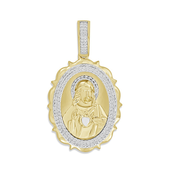 Titan by Adrian Gonzalez 10KT Yellow Gold 1/16 CTW 35X20MM Jesus Medallion Pendant-Chain Not Included