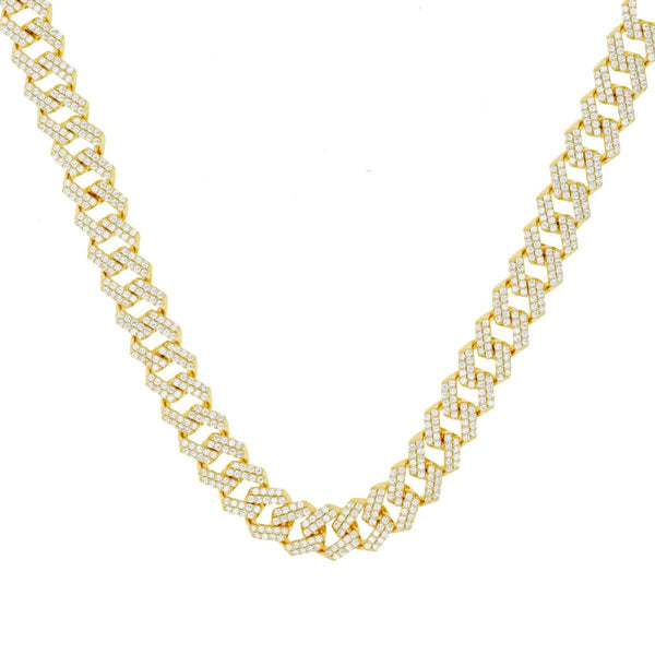 Luxe Layers 14KT Yellow Gold Plated Sterling Silver Cubic Zirconia 20" 10MM Cuban Link Chain