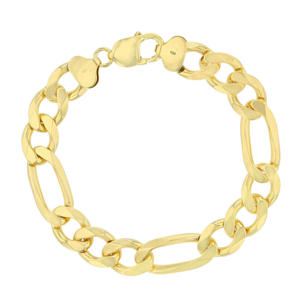 Luxe Layers 14KT Yellow Gold Plated Sterling Silver 8.5" 11.5MM Diamond-cut Figaro Bracelet