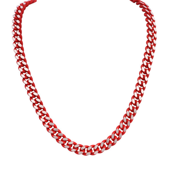 Red Enamel Coated Stainless Steel 24" 9.5MM Curb Chain