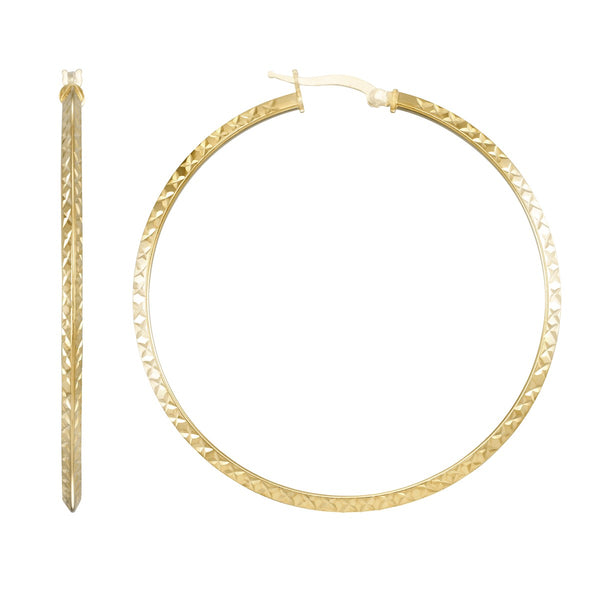 Simone I Smith Collection 18KT Yellow Gold Plated Sterling Silver 50X2MM Diamond-Cut Hoop Earrings