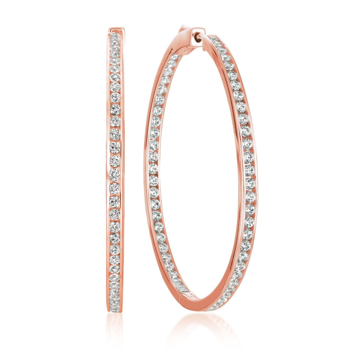 Crislu 18KT Rose Gold Plated Sterling Silver Cubic Zirconia In Out Hoop Earrings