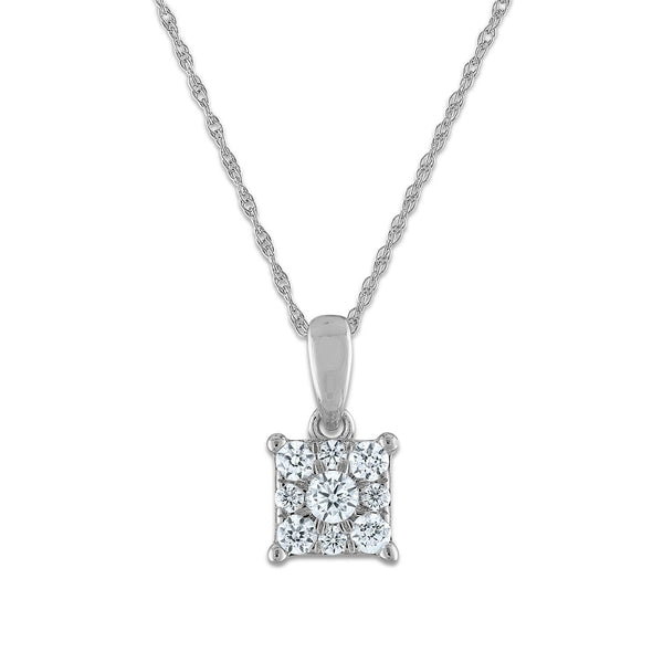 EcoLove 1/2 CTW Lab Grown Diamond Cluster 18" Pendant in 14KT White Gold