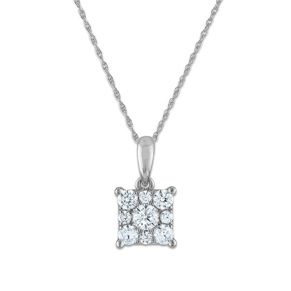 EcoLove 1/4 CTW Lab Grown Diamond Cluster 18" Pendant in 14KT White Gold