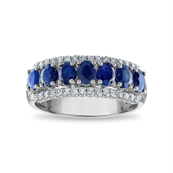 LoveSong Blue Sapphire and Diamond Ring in 10KT White Gold