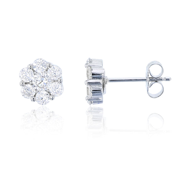 Luxe Layers Sterling Silver Cubic Zirconia Stud Earrings
