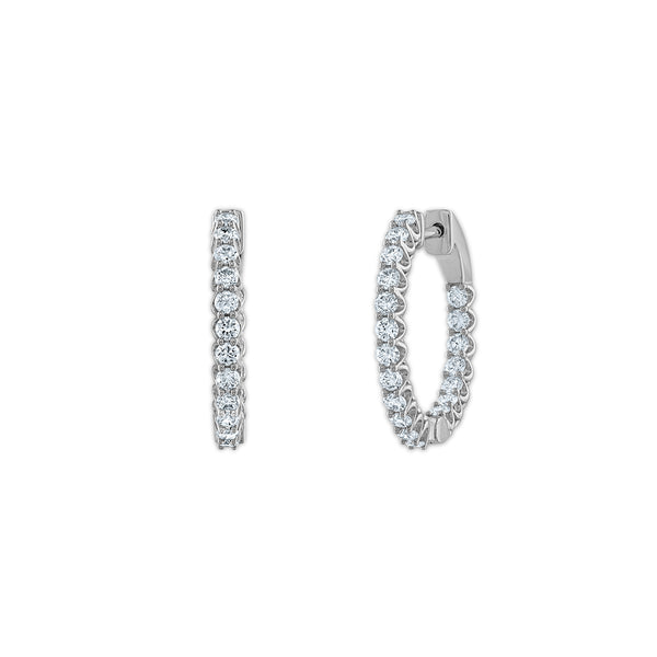 Signature EcoLove 1 CTW Lab Grown Diamond Hoop Earrings in 14KT White Gold