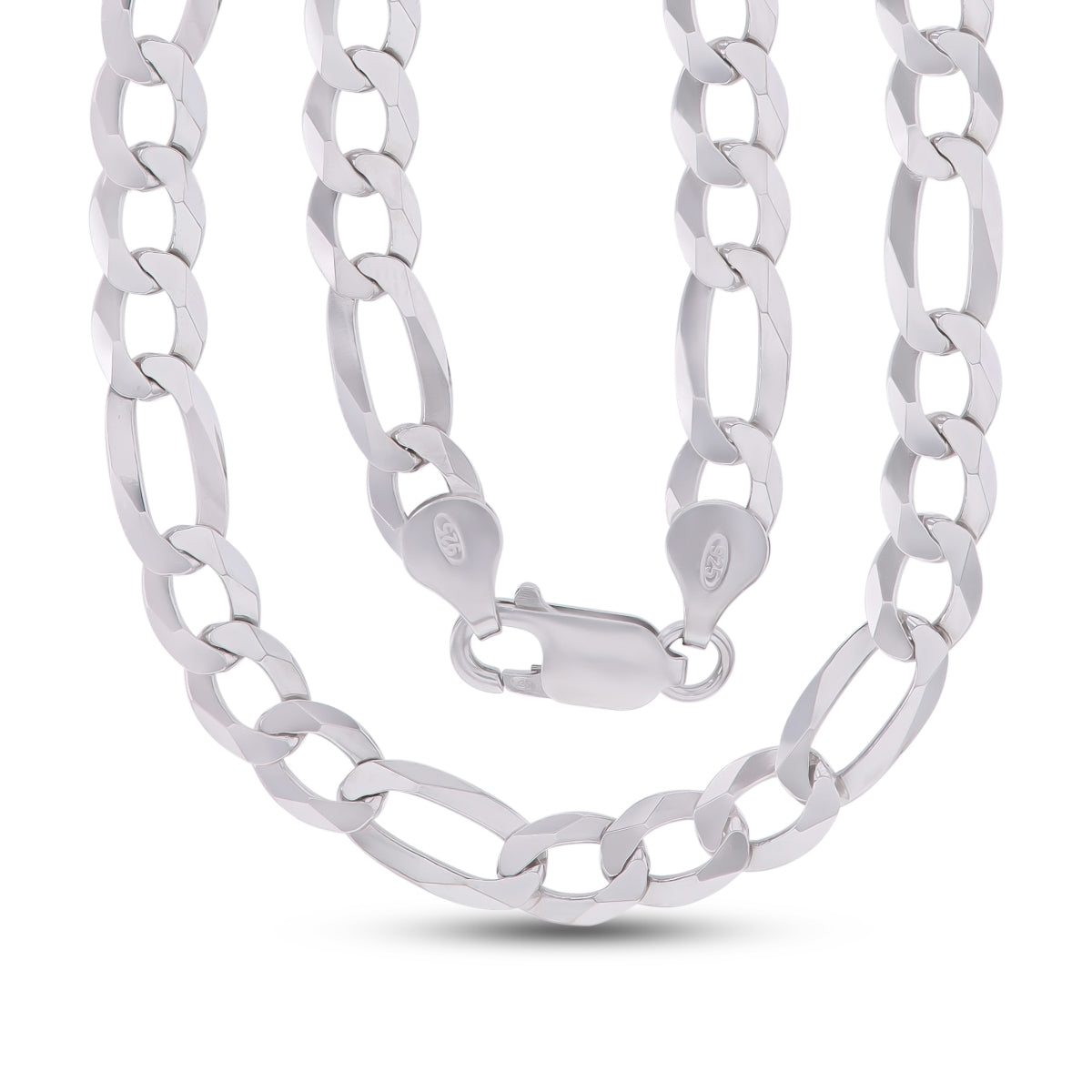 Luxe Layers Sterling Silver 24 inch 6.6MM Diamond cut Figaro Chain Daniels Jewelers