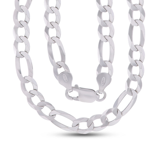 Luxe Layers Sterling Silver 24" 6.6MM Diamond-cut Figaro Chain