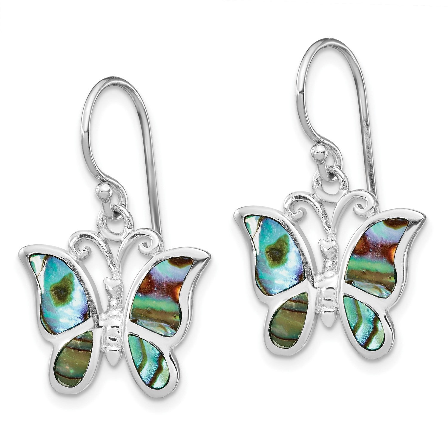 Abalone butterfly earrings sales