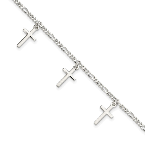 Sterling Silver 7.5" Cross Bracelet