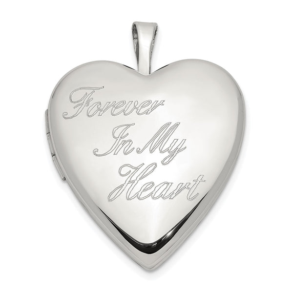 Sterling Silver 25X20MM Heart Locket Forever In My Heart Pendant-Chain Not Included