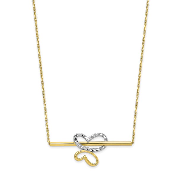 10KT Yellow Gold With Rhodium Plating 18" Diamond-cut Butterfly Necklace