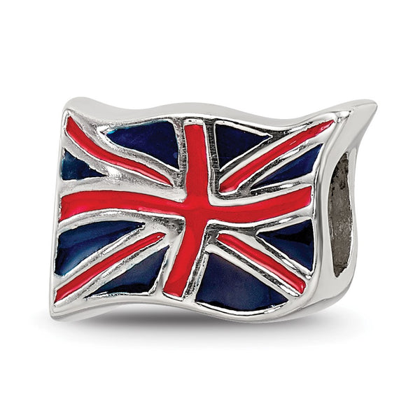 Sterling Silver 7X10MM UK Flag Bead