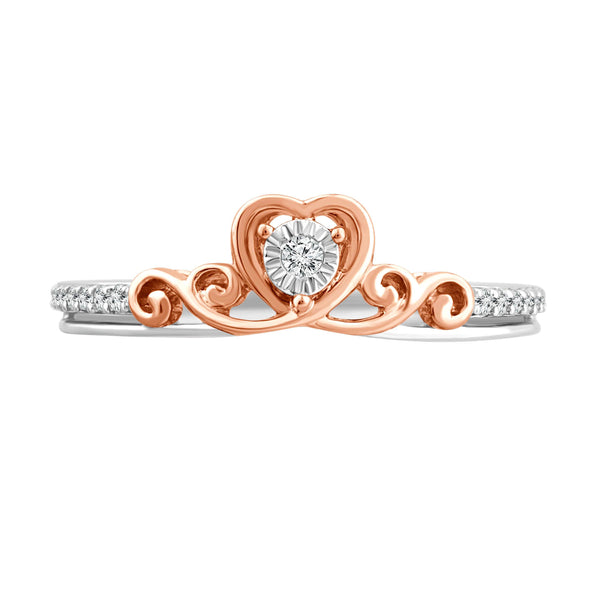 LoveSong 1/10 CTW Diamond Heart Promise Ring in Rose Gold Plated Sterling Silver