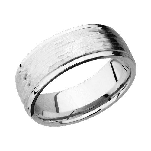 Lashbrook 10KT White Gold Band with Treebarkh Polished Finish