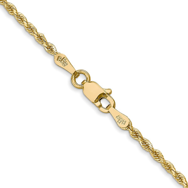 14KT Yellow Gold 16-inch 1.75MM Diamond-cut Lobster Clasp Rope Chain