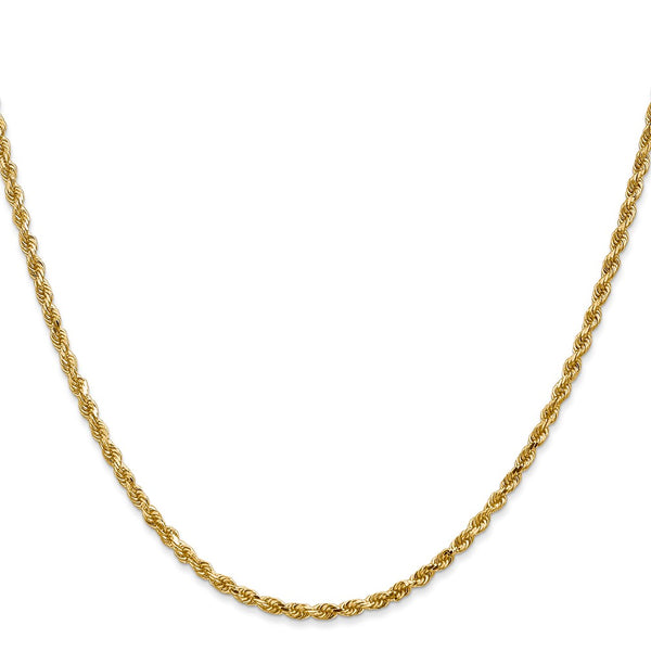 14KT Yellow Gold 26-inch 2.25MM Diamond-cut Rope Lobster Clasp Chain
