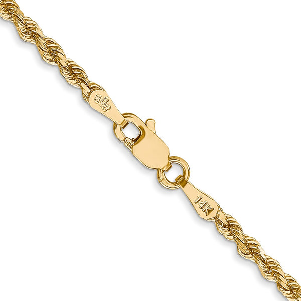 14KT Yellow Gold 26-inch 2.25MM Diamond-cut Rope Lobster Clasp Chain