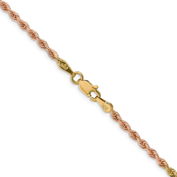 14KT Gold Tri-Color 20-inch 2.5MM Diamond-cut Lobster Clasp Rope Chain