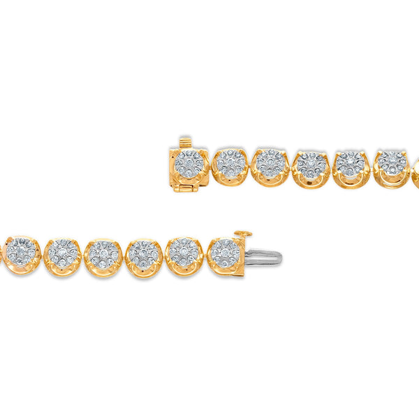 2 CTW Natural Diamond 7.25-inch Tennis Bracelet in 10KT White and Yellow Gold
