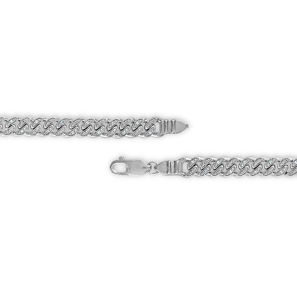 Luxe Layers 1/4 CTW Natural Diamond Cuban Link 8.5-inch Bracelet in Rhodium Plated Sterling Silver