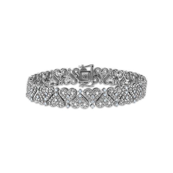 White Diamond Hearts & Symbols Bracelet in 925 Silver