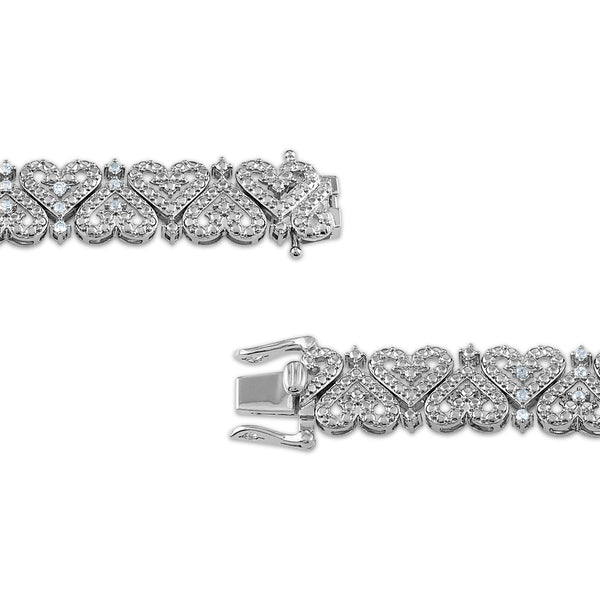 White Diamond Hearts & Symbols Bracelet in 925 Silver