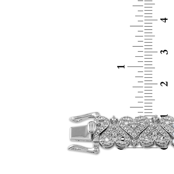 White Diamond Hearts & Symbols Bracelet in 925 Silver