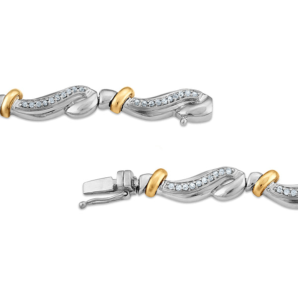 1 CTW Natural Diamond 7.5-inch Tennis Bracelet in Two-Tone Sterling Silver