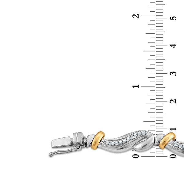 1 CTW Natural Diamond 7.5-inch Tennis Bracelet in Two-Tone Sterling Silver