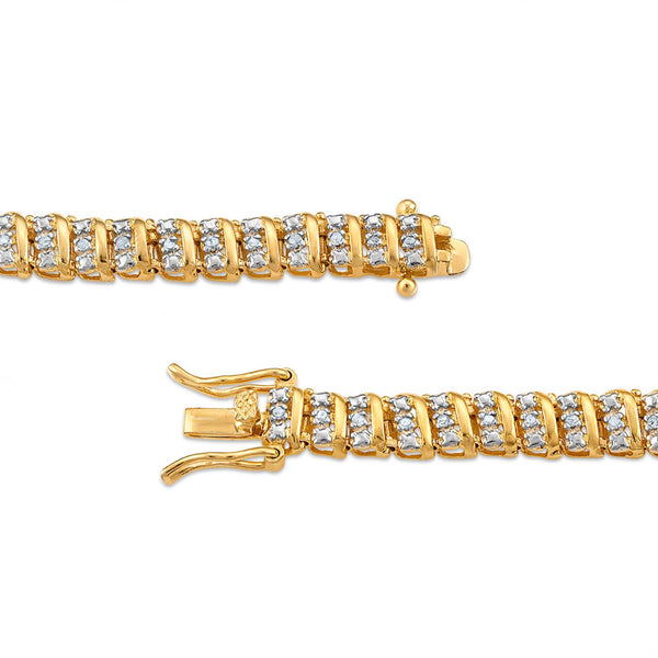 1/2 CTW Natural Diamond 7.5-inch Tennis Bracelet in Gold Plated Sterling Silver