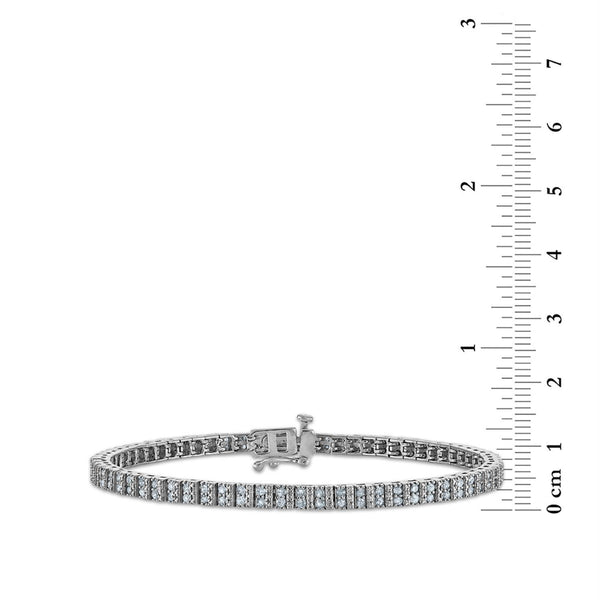1 CTW Natural Diamond 7-inch Tennis Bracelet in Rhodium Plated Sterling Silver