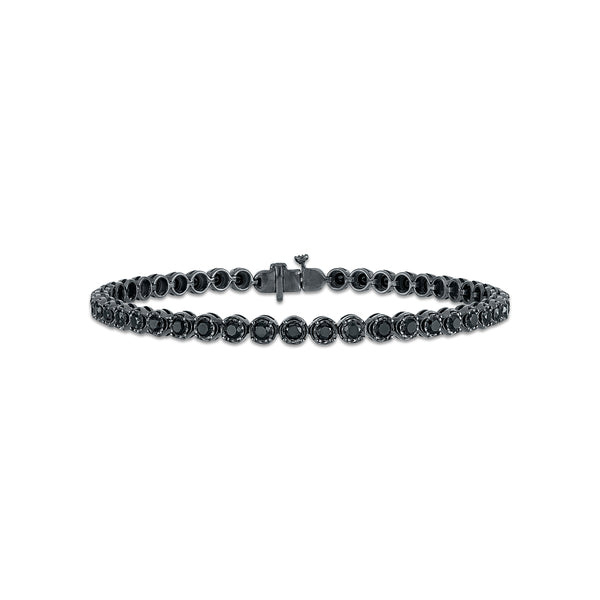 5 CTW Natural Black Diamond 8.5-inch Tennis Bracelet in Sterling Silver