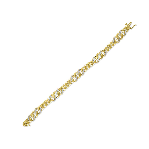 1/4 CTW Natural Diamond 8.5-nch Cuban Link Bracelet in Gold Plated Sterling Silver