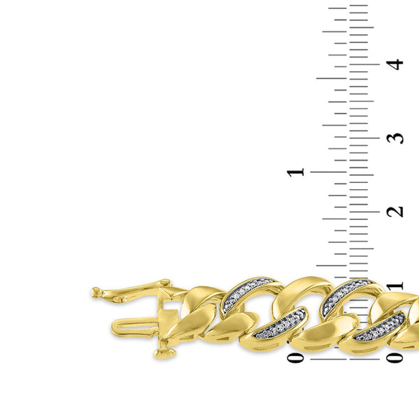 1/4 CTW Natural Diamond 8.5-nch Cuban Link Bracelet in Gold Plated Sterling Silver