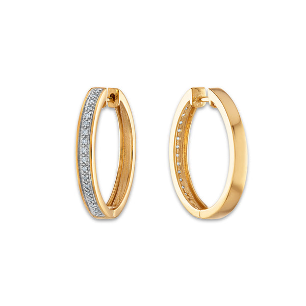 1/10 CTW Diamond Hoop Earrings in 10KT Yellow Gold Plated Sterling Silver