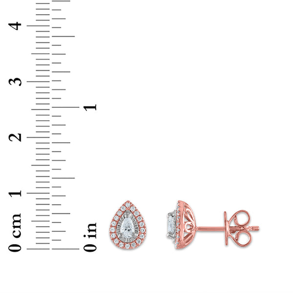 1/3 CTW Natural Diamond Halo Stud Earrings in 10KT Rose Gold