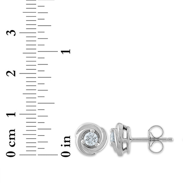 1/4 CTW Natural Diamond Stud Love Knot Earrings in 10KT White Gold